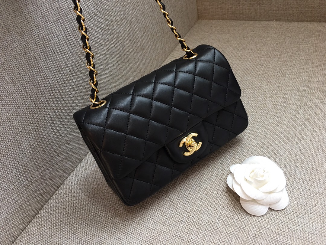 Small Classic Flap Lambskin Bag A01116 Black/Gold